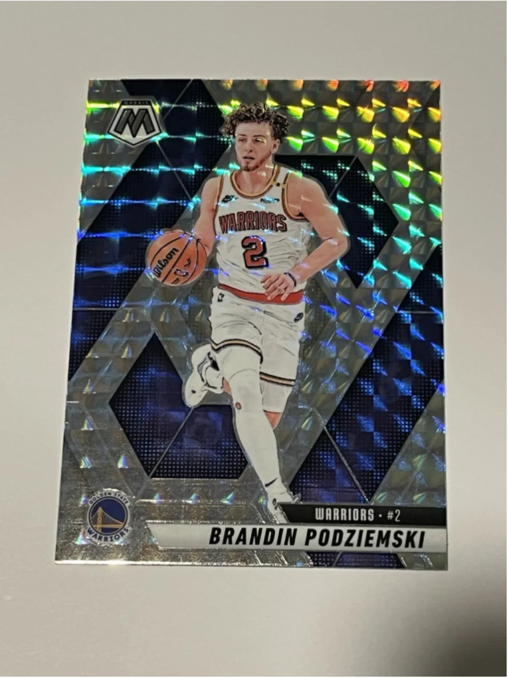 Brandin Podziemski 2024-25 Panini Mosaic #105 Silver Holo Prizm Warriors